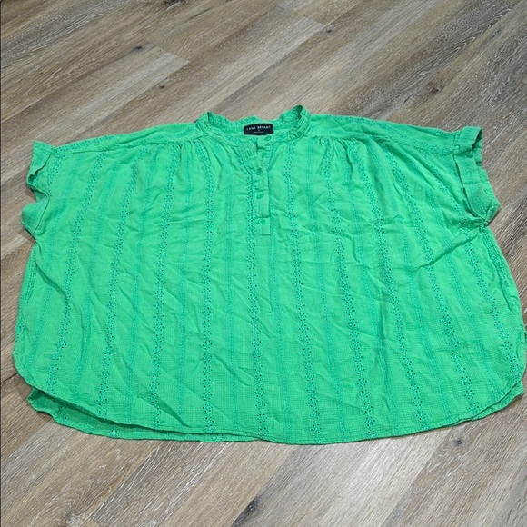 Lane Bryant Size 28 Green Boxy Blouse with Cuffed Sleeves - Picture 6 of 14